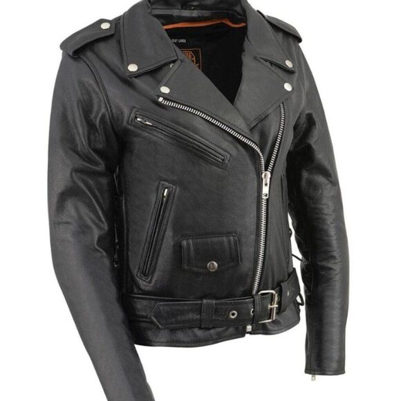 Milwaukee Leather LKL2700 Womens Classic Black Premium Leather Motorcycle Jacket - Picture 15 of 15